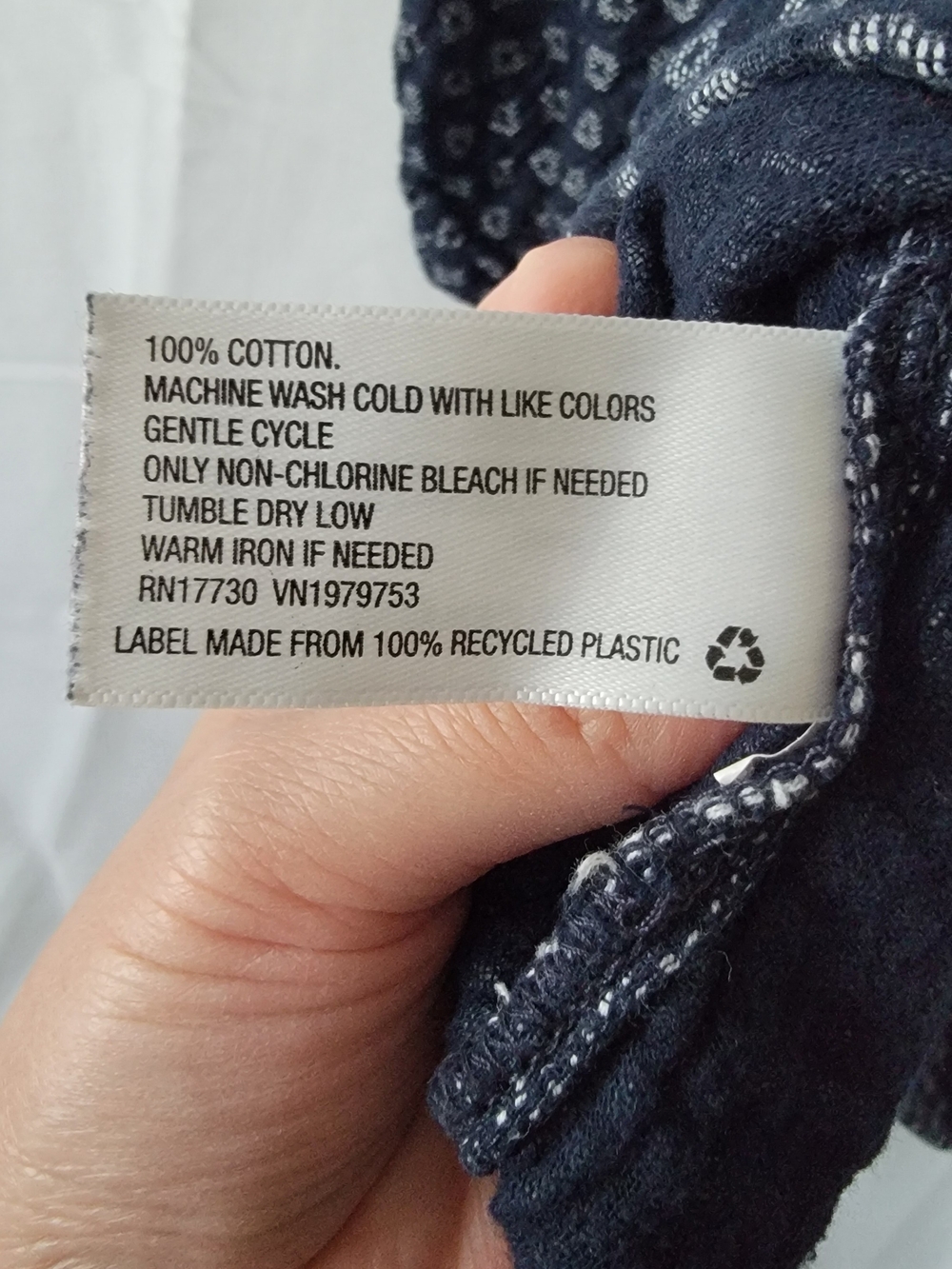100% Cotton Navy Boho Peasant Top - Picture 4 of 4